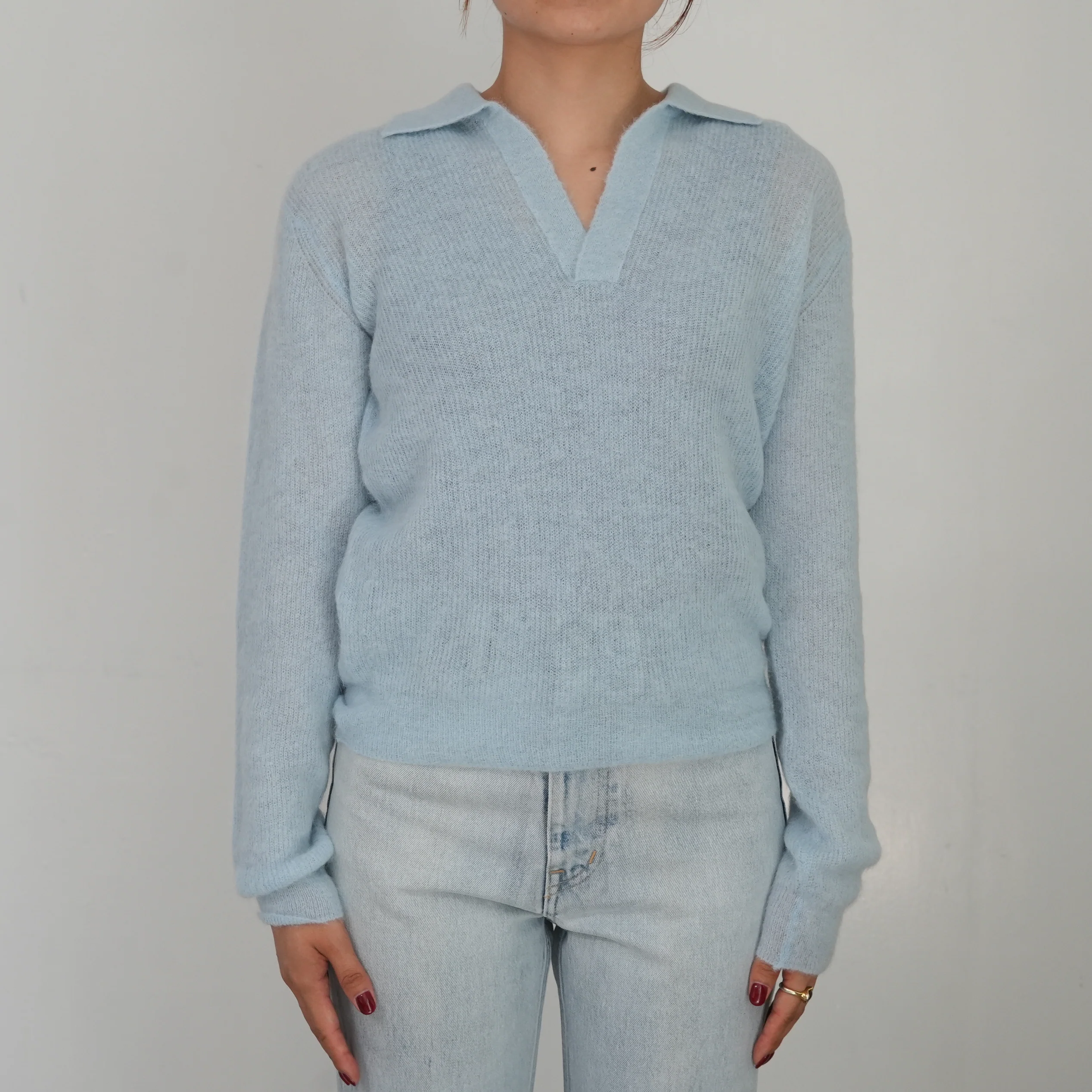 25AW】AURALEE BABY SURI ALPACA SHEER KNIT SKIPPER POLO 