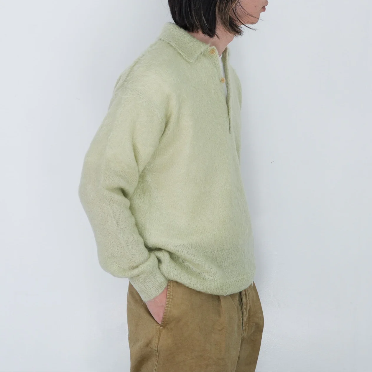 25AW】AURALEE BRUSHED SUPER KID MOHAIR KNIT POLO 