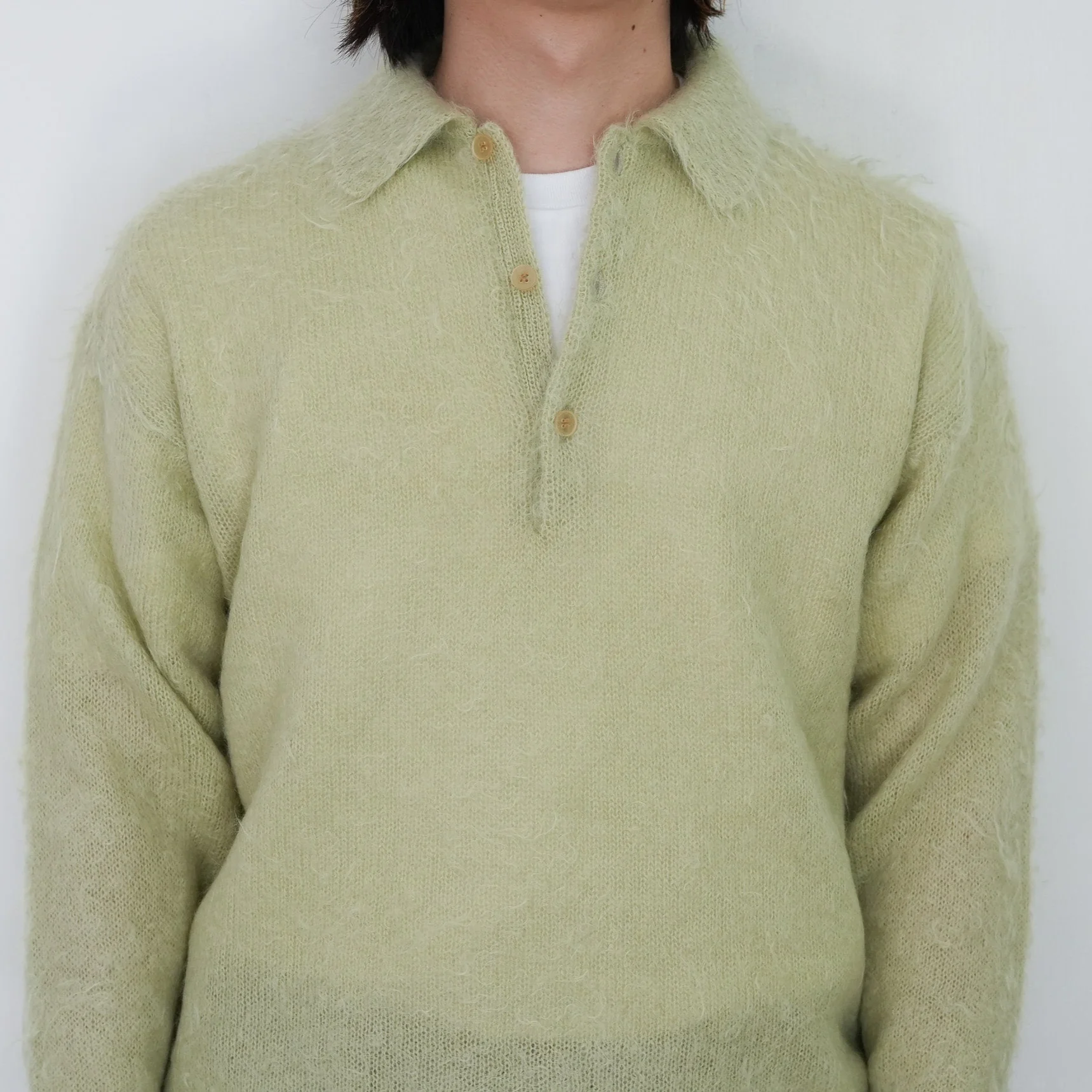 トップス AURALEE KID MOHAIR KNIT POLO 25AW 25AW】AURALEE BRUSHED SUPER KID MOHAIR KNIT POLO 